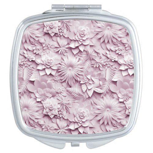 Pink Floral Compact Mirror