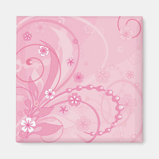 pink floral composition magnet