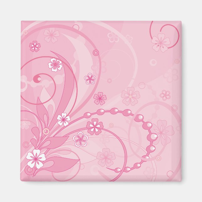 pink floral composition magnet (Front)