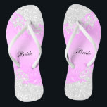 Pink Floral & Confetti Glitter | Wedding Flip Flops<br><div class="desc">Bridal Party Flip Flop Shoes ready for you to personalize. ⭐This Product is 100% Customizable. Graphics and / or text can be added, deleted, moved, resized, changed around, rotated, etc... 99% of my designs in my store are done in layers. This makes it easy for you to resize and move...</div>