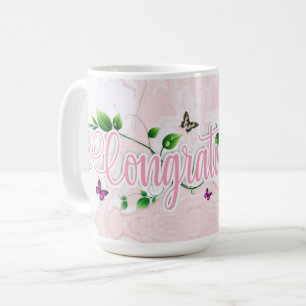 Pink Floral Congratulaions text Mug