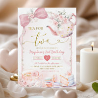 Pink Floral Coquette Pearl Tea Party 2nd birthday