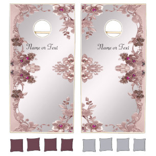 Pink Floral Cornhole Set