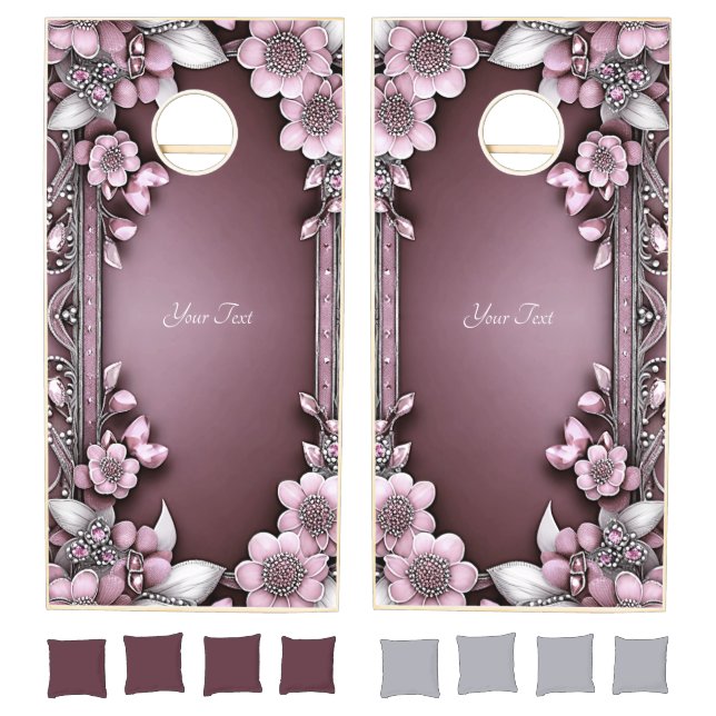 Pink Floral Cornhole Set (Set)