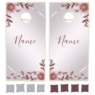 Pink Floral Cornhole Set