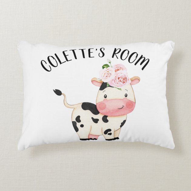 Pink cow print online pillow