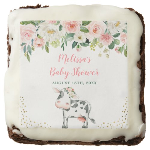 Pink Floral Cow Girl Baby Shower Brownie