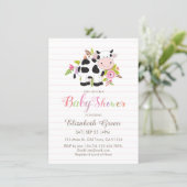 Pink Floral Cow Girl Baby Shower Invitation (Standing Front)
