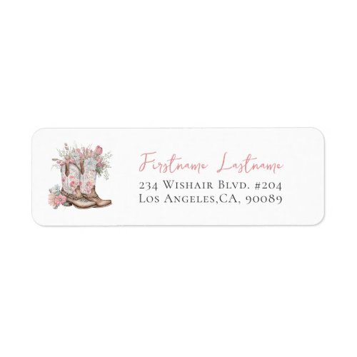 Pink Floral Cowgirl Boots and Greenery Bay Shower Label