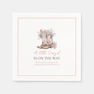 Pink Floral Cowgirl Boots and Greenery Bay Shower Napkins