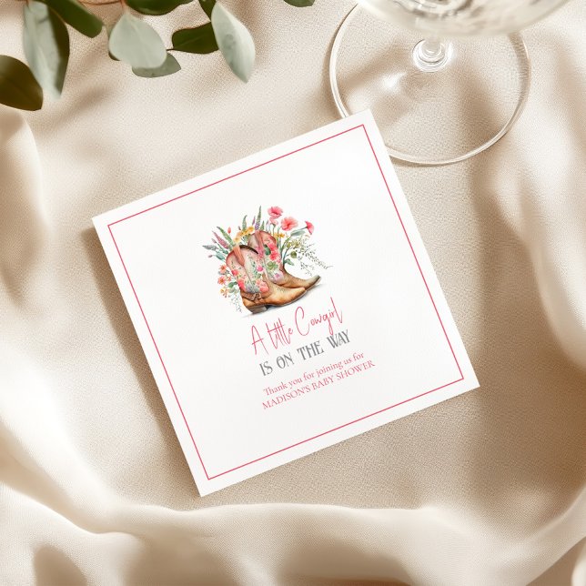 Pink Floral Cowgirl Boots and Greenery Bay Shower Napkins (Creator Uploaded)