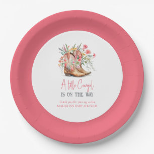 Pink Floral Cowgirl Boots and Greenery Bay Shower Paper Plates