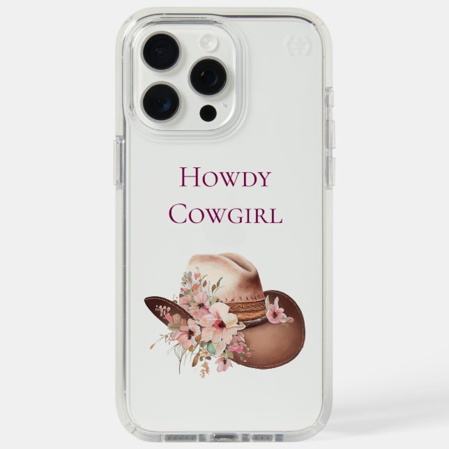 Pink Floral Cowgirl Hat Howdy Speck iPhone Case (Front (White Titanium))