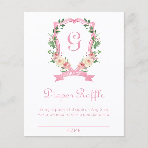 Pink Floral Crest Diaper Raffle