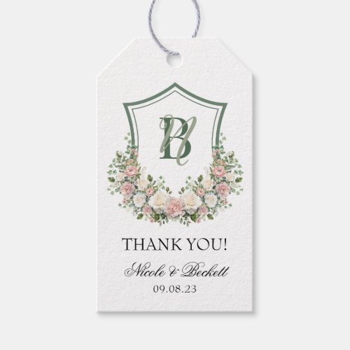 Pink Floral Crest Gift Tags