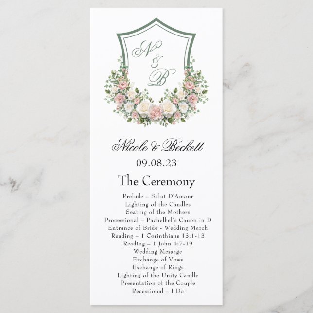 Pink Floral Crest Program (Front)