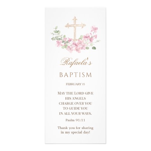 Pink Floral Cross Girl Baptism