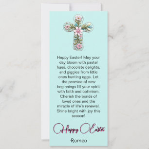 Pink Floral Cross Happy Easter Card