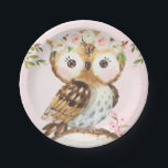 Pink Floral Crown Owl Birthday Paper Plate<br><div class="desc">No personalization Pink Floral Crown Owl Birthday Paper Plate

Sweet owl themed birthday party plate featuring a watercolor owl on a pink background.</div>