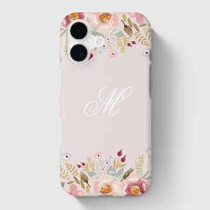Pink Floral Custom Initial Monogram iPhone 17 Case