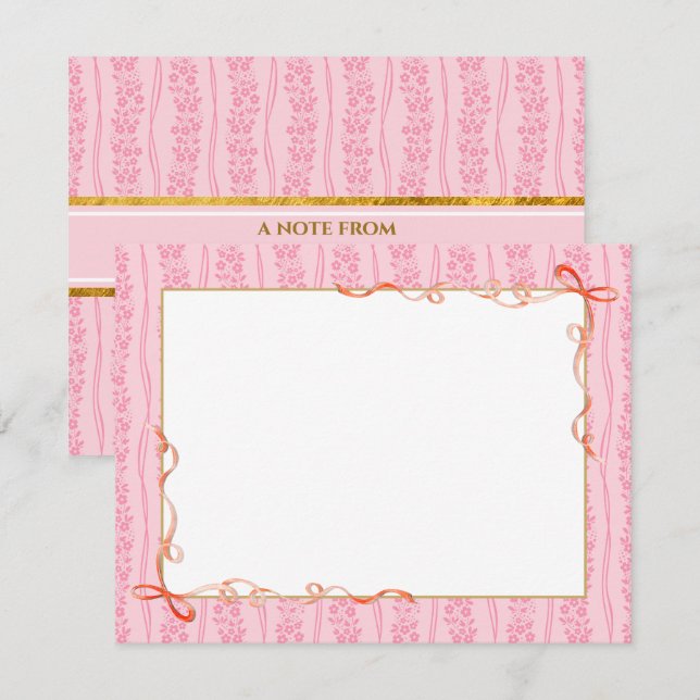 Pink Floral  | Custom Stationery Memo Pad for Here Note Card (Front/Back)