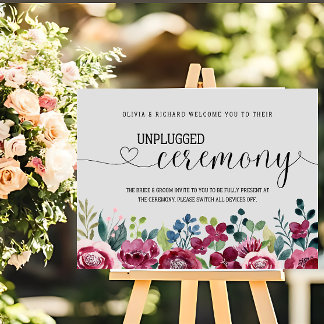 Pink Floral Custom Wedding Sign