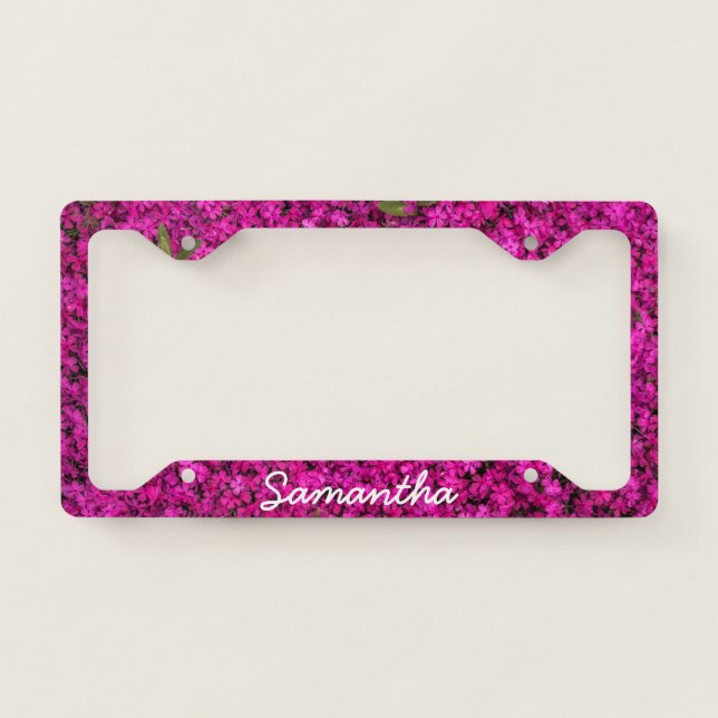 Pink Floral Customizable License Plate Frames (Front)