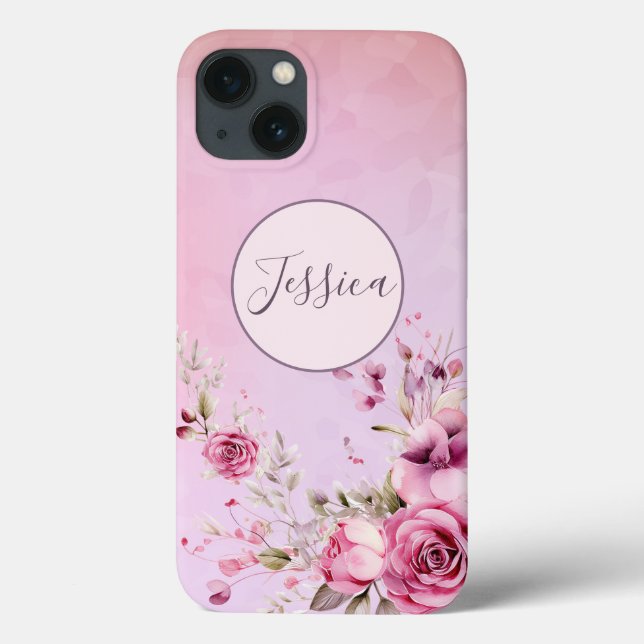 Pink floral customized Case-Mate iPhone case (Back)