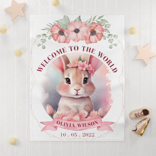 Pink Floral Cute Bunny Newborn Baby Girl Blanket