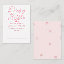 Pink Floral Cute Diaper Raffle Baby Shower Tickets