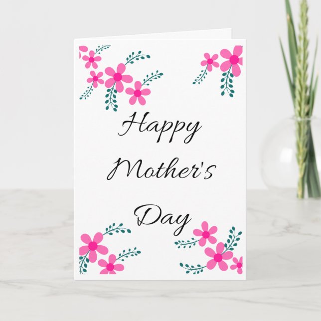 Pink Floral Cute Mom, Grandma Mother's day Card (Front)