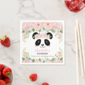 Pink Floral Cute Panda Birthday Baby Party Napkins | Zazzle