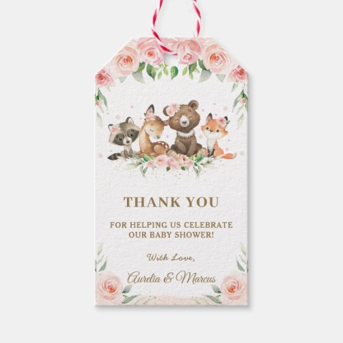 Pink Floral Cute Woodland Animals Baby Shower   Gift Tags