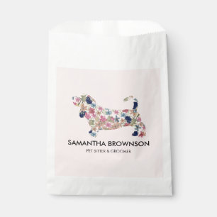 Pink Floral Dachshund Dog Pet Favor Bag