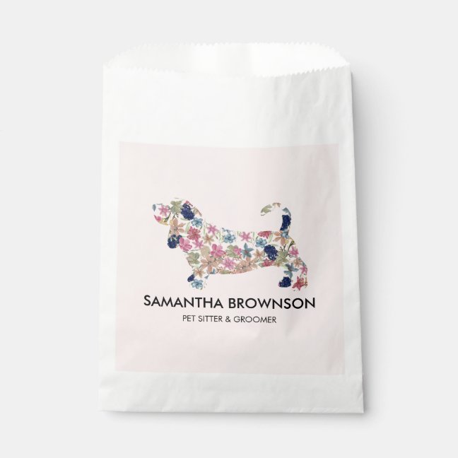 Pink Floral Dachshund Dog Pet Favor Bag