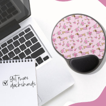 Pink Floral Dachshund Themed Desk   Gel Mouse Pad by Smoothe1 at Zazzle