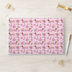 Pink Floral Dachshund Themed Desk   HP Laptop Skin