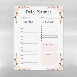 Pink Floral Daily Planner Magnetic Dry Erase Sheet