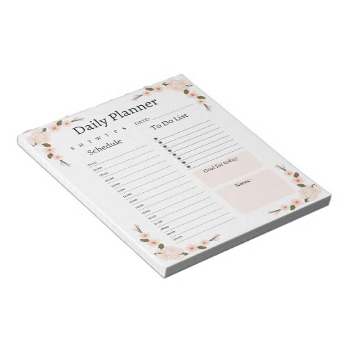 Pink Floral Daily Planner Notepad