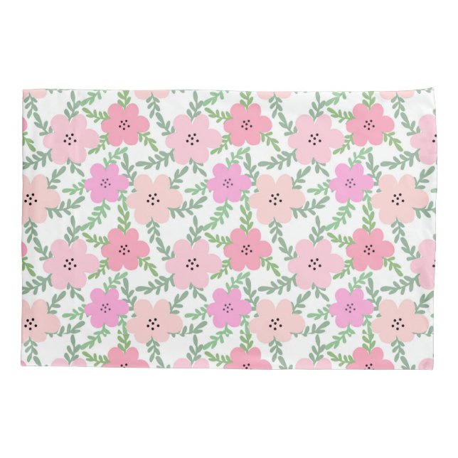 Pink floral daisy  pillow case (Back)