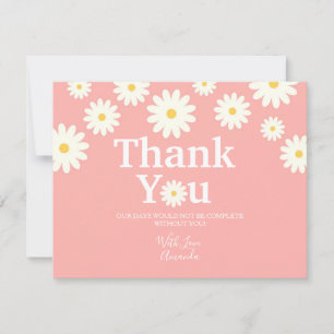 Pink Floral Daisy Thank you card