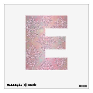 Pink Floral Damask Girly Pattern - Letter E Wall Sticker