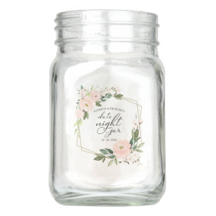 Pink Floral Date Night Jar Bridal Shower Jar