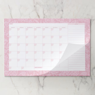 Pink Floral Dateless Calendar with Notes Paper Pad