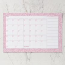 Pink Floral Dateless Calendar with Notes