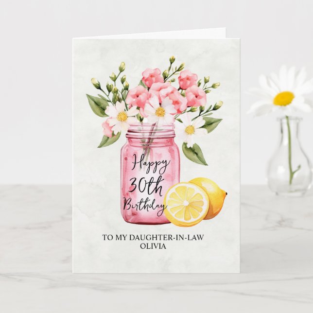 Pink Floral Daughter In Law 30th Birthday Card (Small Plant)