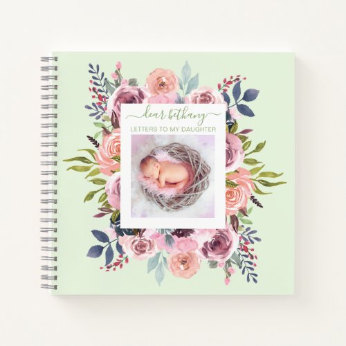 Pink Floral Dear Daughter Or Son Photo Memory Notebook