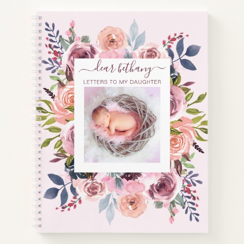 Pink Floral Dear Daughter Photo Memory Hardcover Notebook