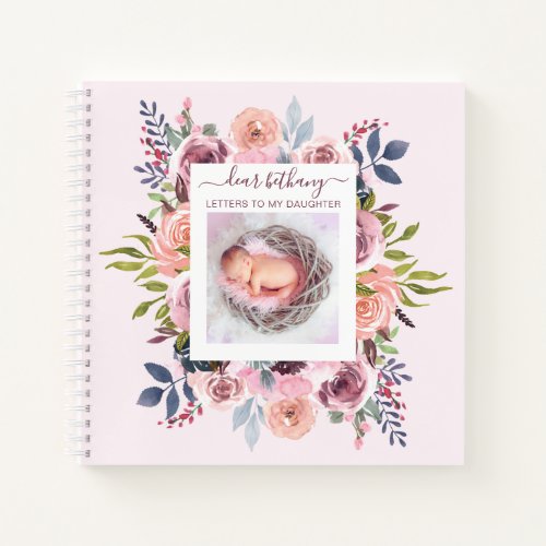 Pink Floral Dear Daughter Photo Memory Notebook