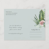 PINK FLORAL DESERT CACTI FOLIAGE SAVE THE DATE ANNOUNCEMENT POSTCARD (Back)